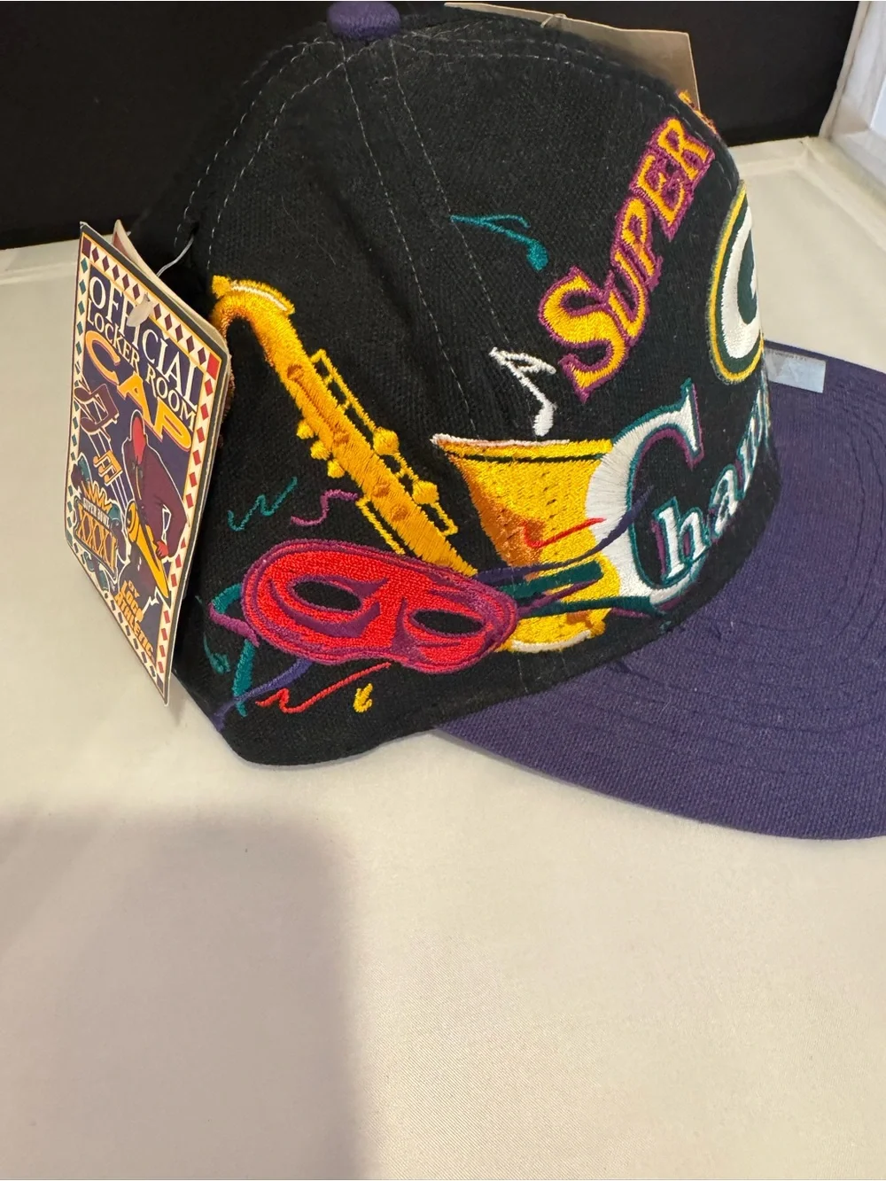 1997 Green Bay Packers Super Bowl XXXI Champions Black and Purple Snapback Hat
